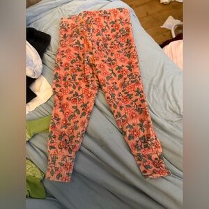 Floral Pink and Green Leggings